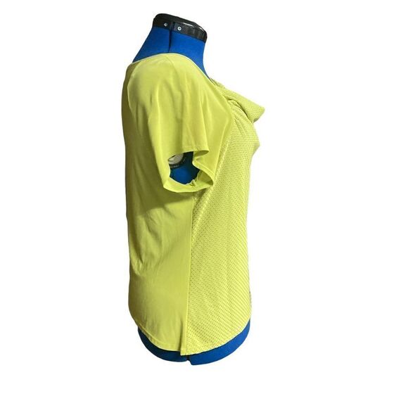 VALERIE STEVENS Women’s Green Studded Top Size Large Short Sleeves Cowl Neck - Picture 2 of 8